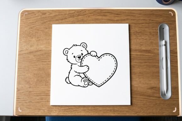 Teddy Bear Heart Coloring Page