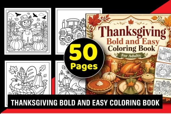 Thanksgiving Bold Easy Coloring Book