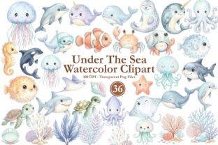 Under the Sea Watercolor Clipart PNG