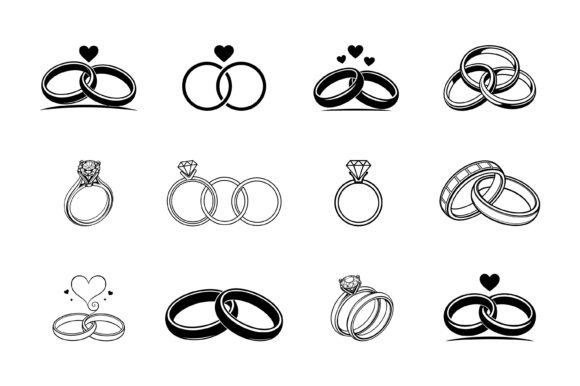 Wedding Rings SVG Design Bundle