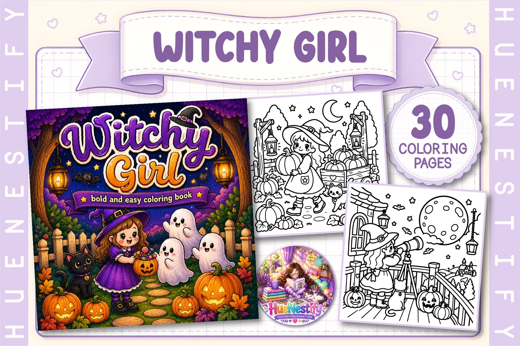 Witchy Girl Coloring Book