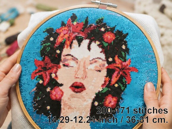 Women with Flowers in Hair Cross Stitch