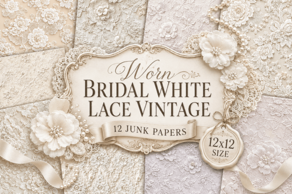 Worn Bridal White Lace Vintage