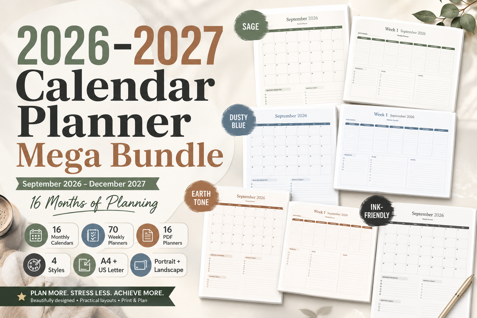 2026–2027 Calendar Planner Mega Bundle