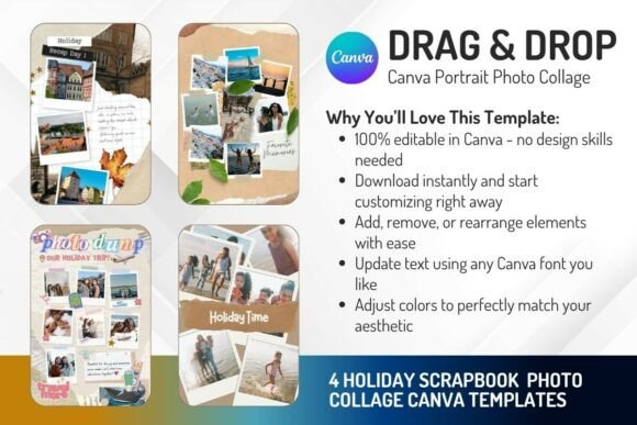 4 Holiday Scrapbook Canva Template