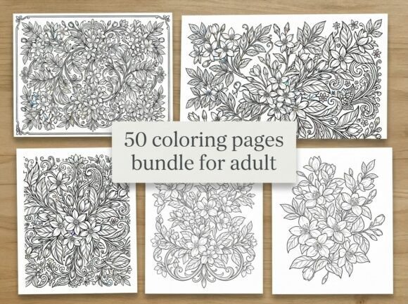 50 Jasmine Flower Coloring Pages Bundle