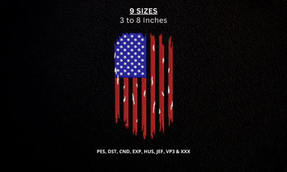 American USA Flag Machine Embroidery Pes
