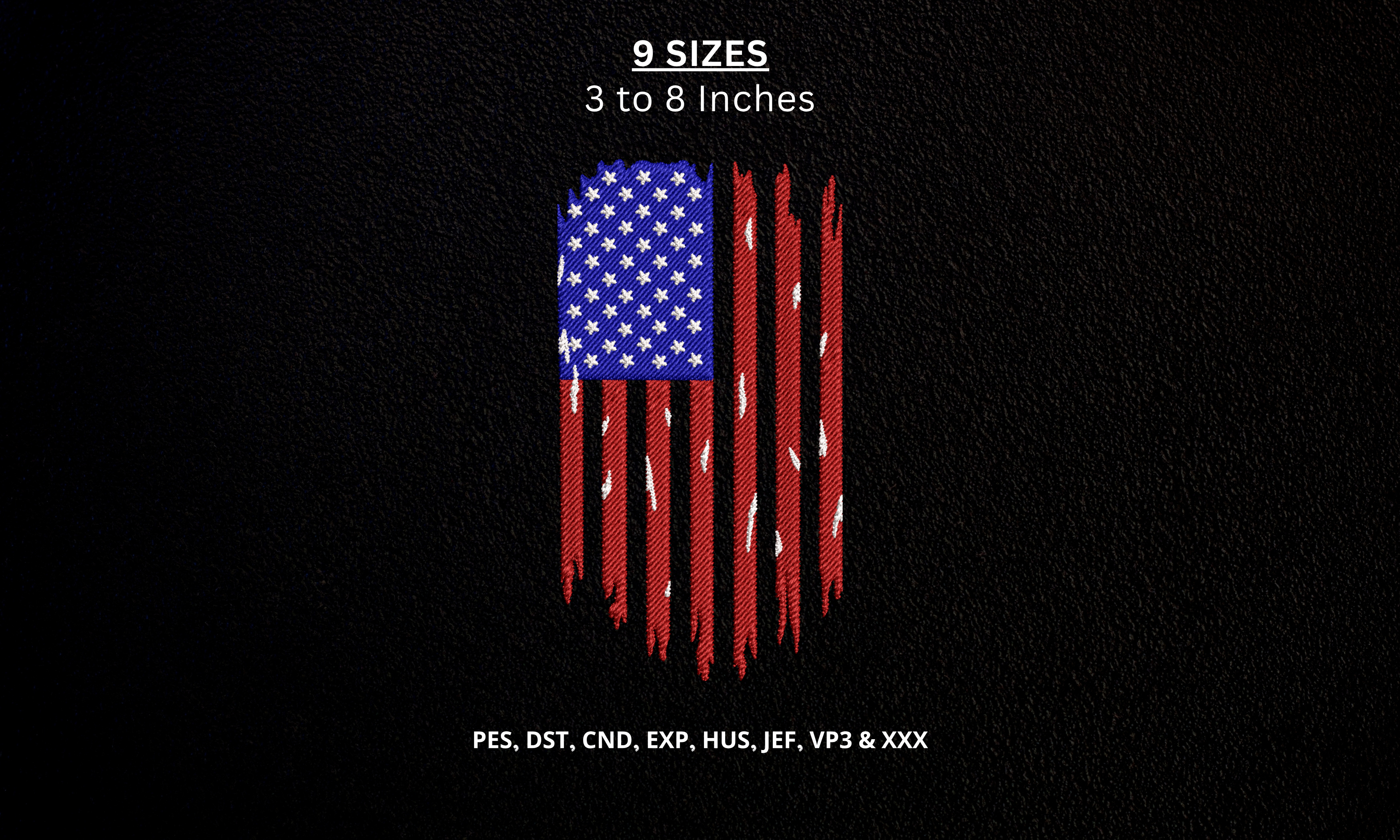 American USA Flag Machine Embroidery Pes