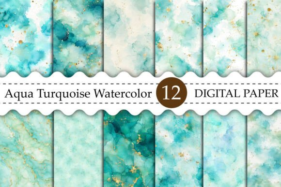 Aqua Turquoise Watercolor Background