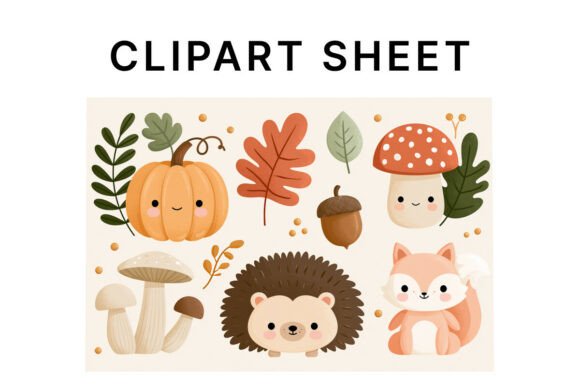 Autumn Woodland Hedgehog Fox Clipart Set