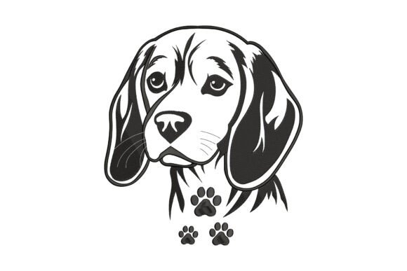 Beagle Dog with Paw Prints