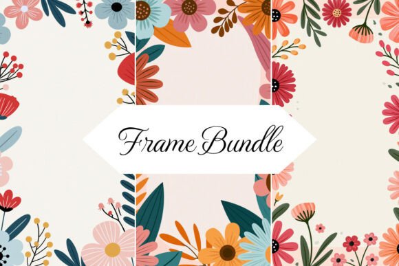Bold Flower Border Frames Set