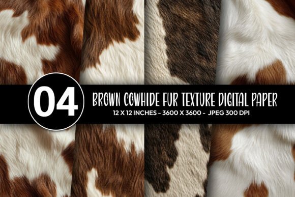 Brown Cowhide Fur Texture Digital Paper