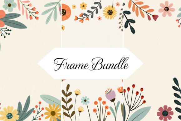 Bundle of 3 Floral Frames, Floral Border