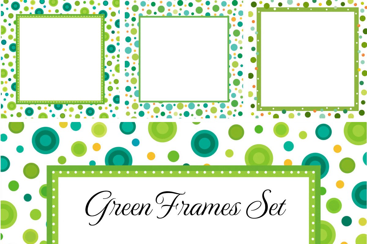 Bundle of 3 Green Frames, Green Borders
