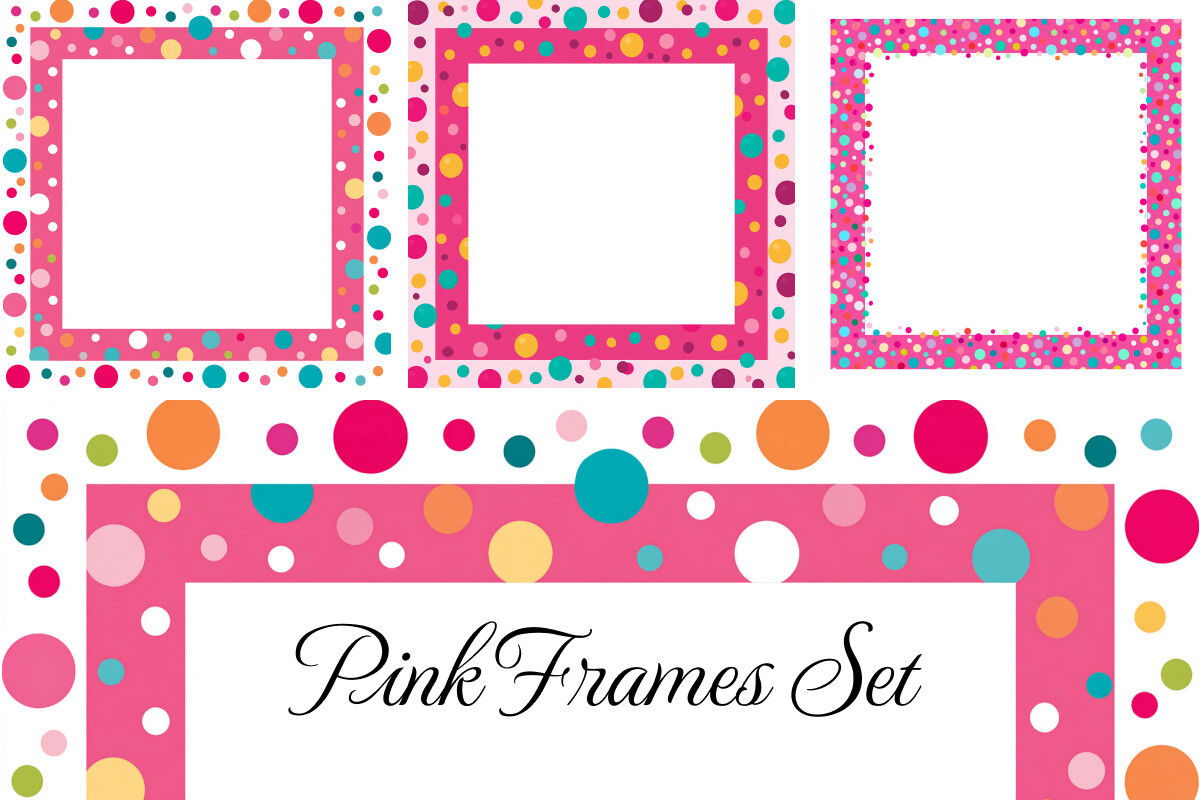 Bundle of 3 Pink Frames, Pink Borders