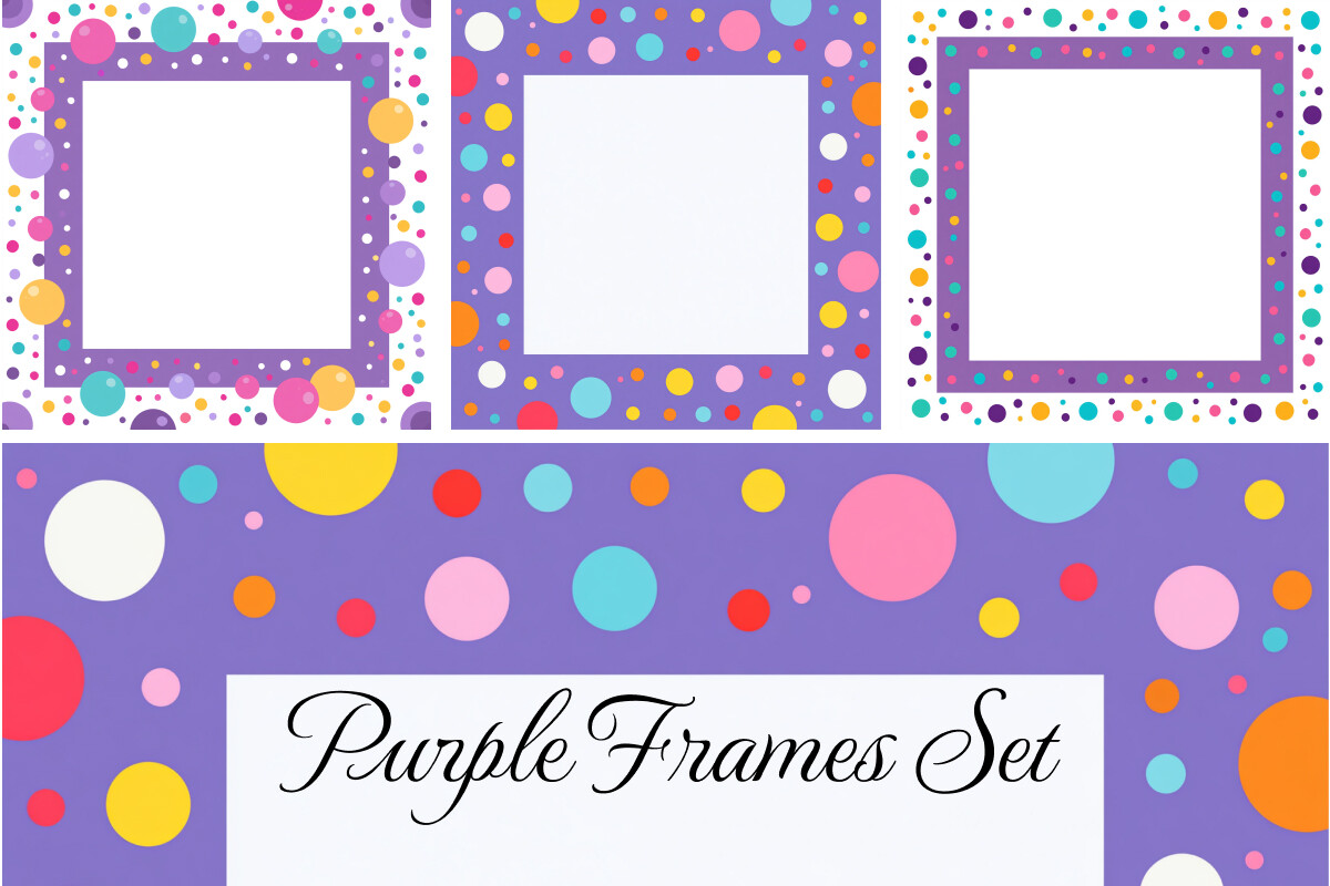 Bundle of 3 Purple Frames, Purple Border