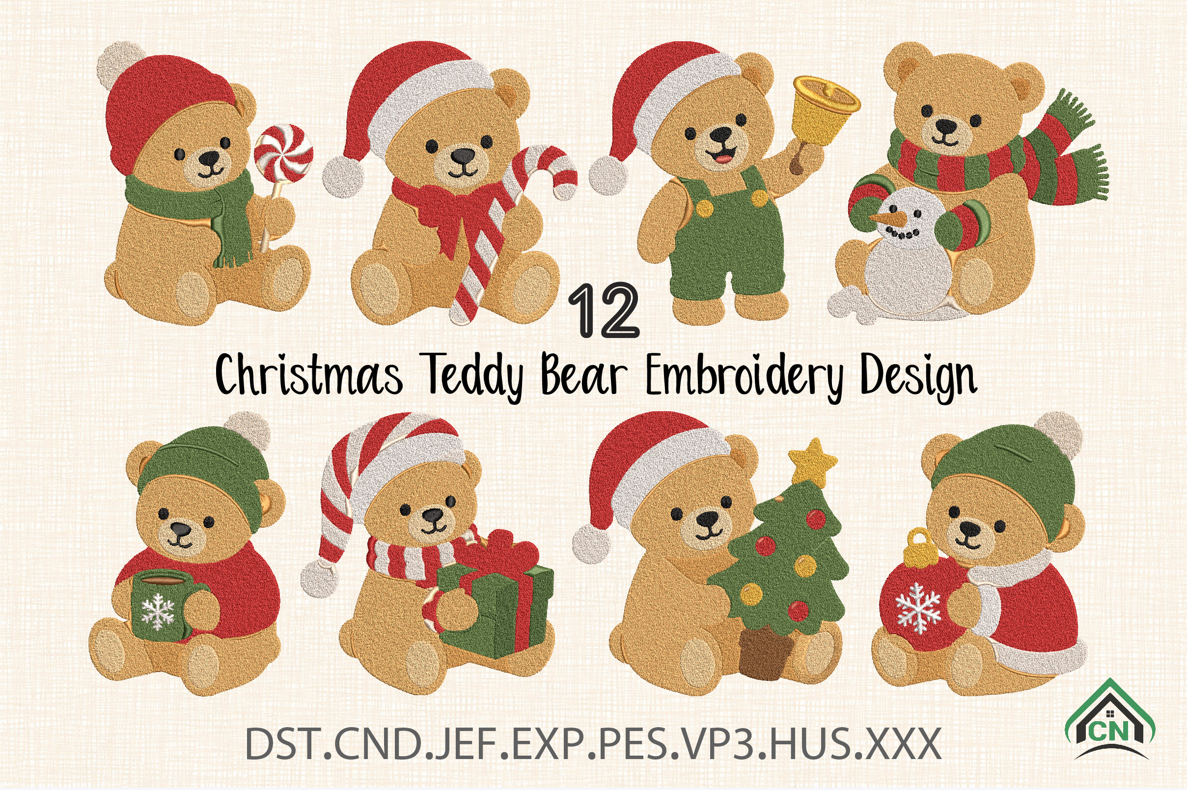 Christmas Teddy Bear Embroidery Design - photo 1
