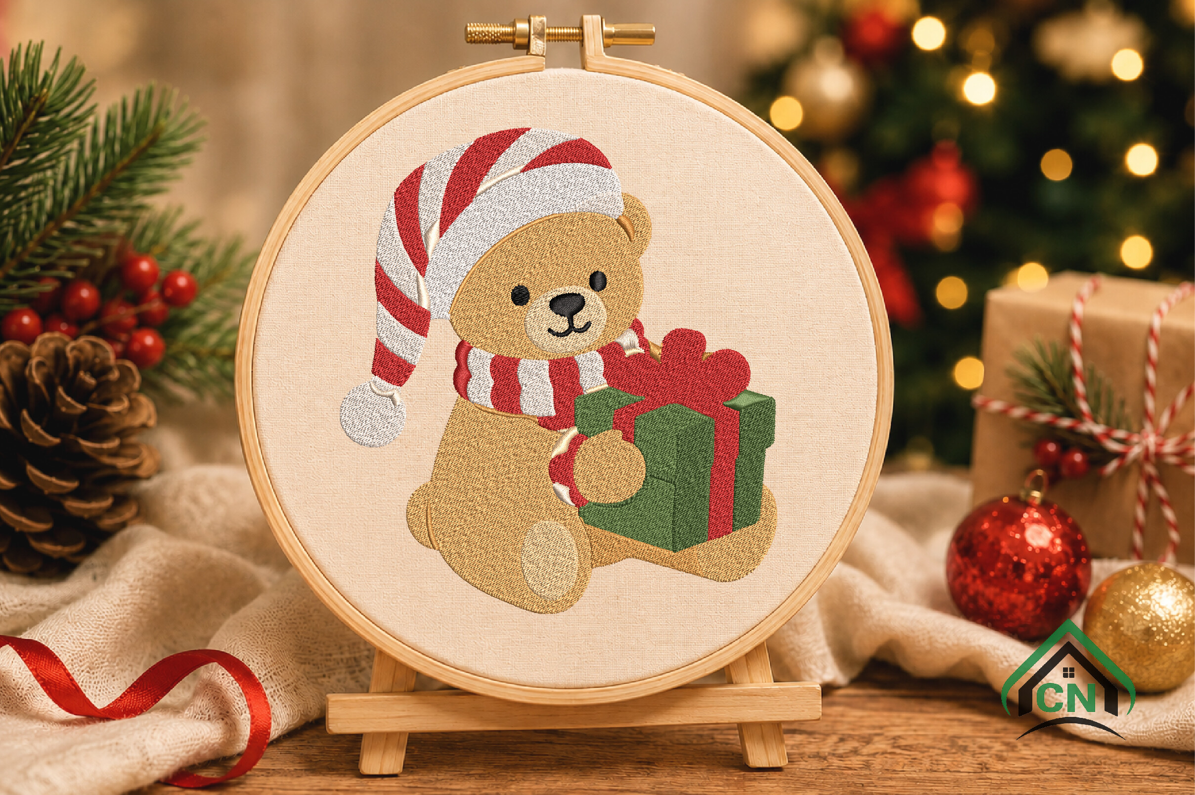 Christmas Teddy Bear Embroidery Design - photo 4