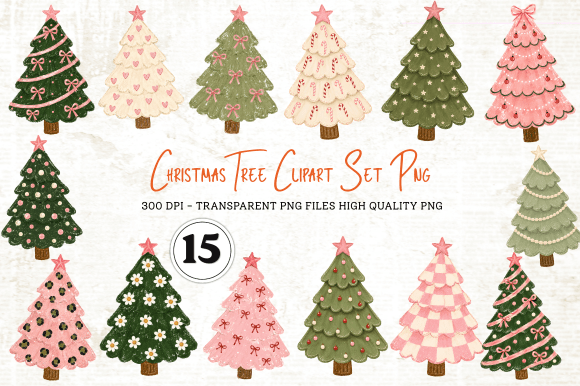 Christmas Tree Clipart Set PNG