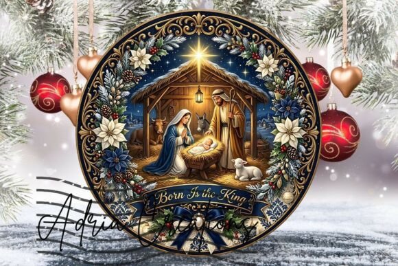 Christmas Nativity Ornament, Door Sign
