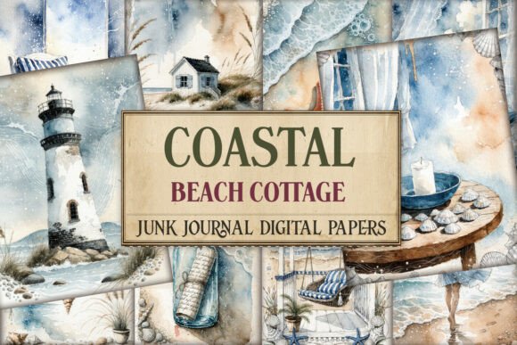 Coastal Beach Cottage Junk Journal Pages