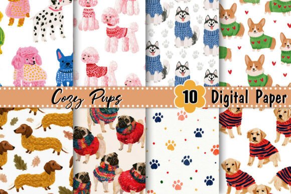Cozy Pups Digital Paper