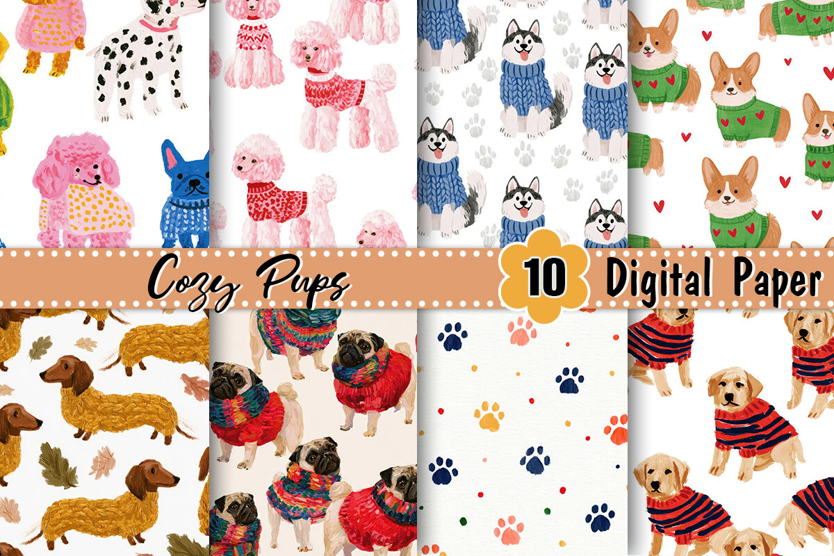 Cozy Pups Digital Paper