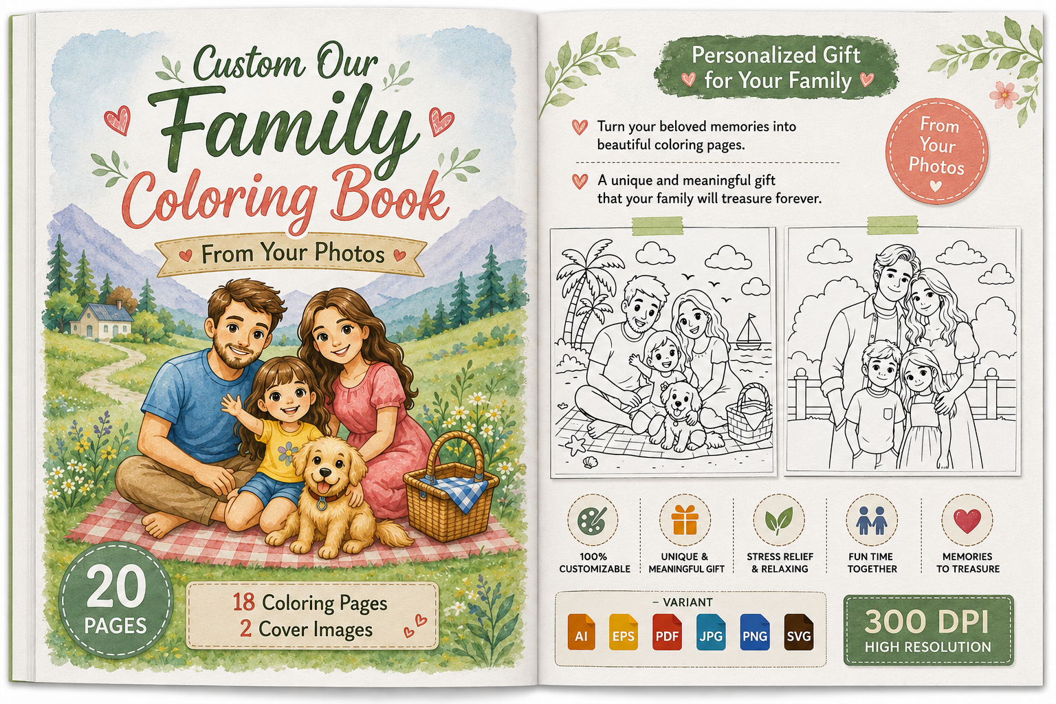 Custom Our Family Coloring Book for Your