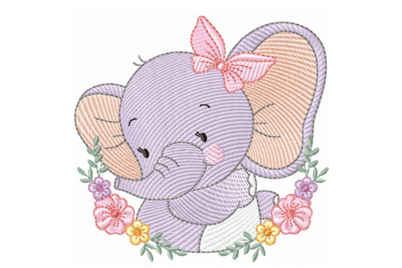Cute Baby Elephant Embroidery Design