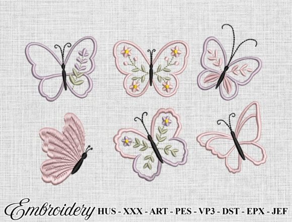 Cute Butterfly Embroidery Design Bundle