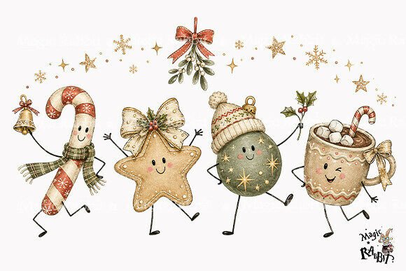 Cute Christmas Treat Friends PNG