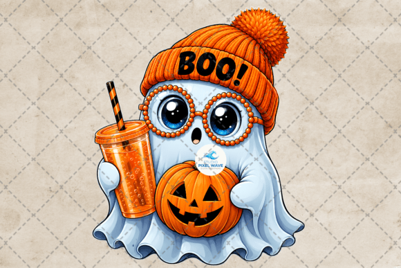 Cute Ghost Boo Halloween Fall Drink Png