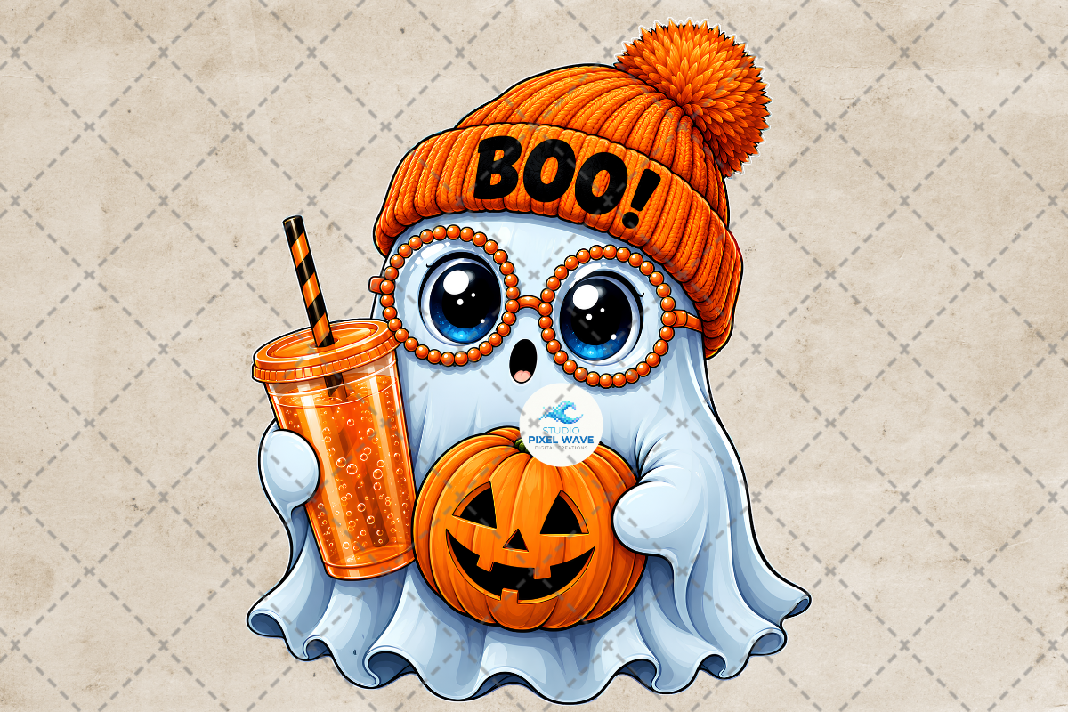 Cute Ghost Boo Halloween Fall Drink Png