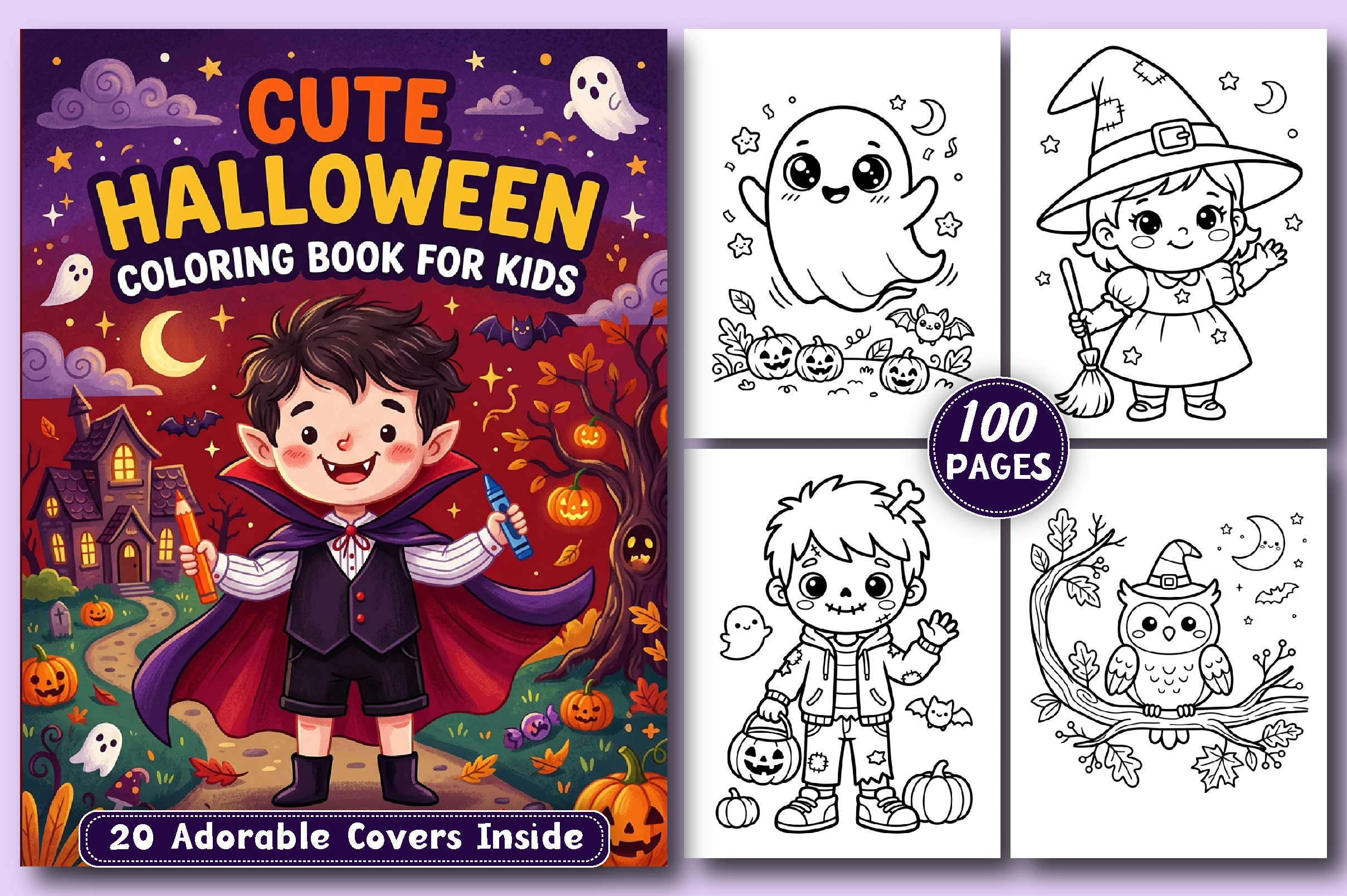 Cute Halloween Coloring Book for Kids