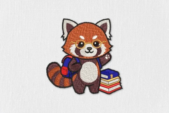 Cute Red Panda with Glasses and Backpack