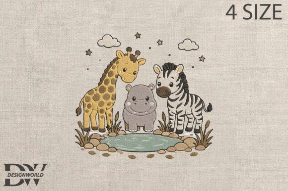 Cute Safari Embroidery Design