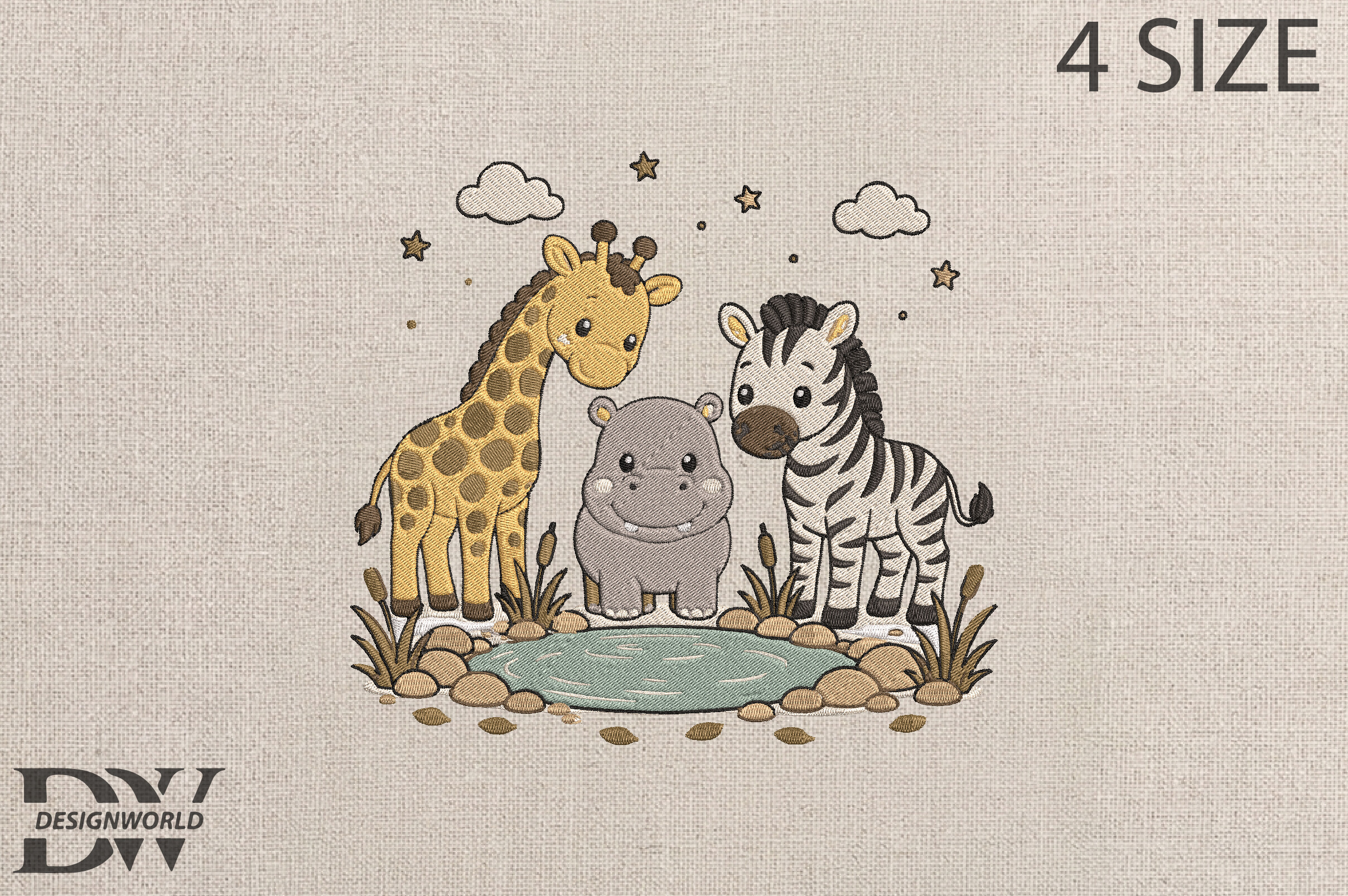 Cute Safari Embroidery Design