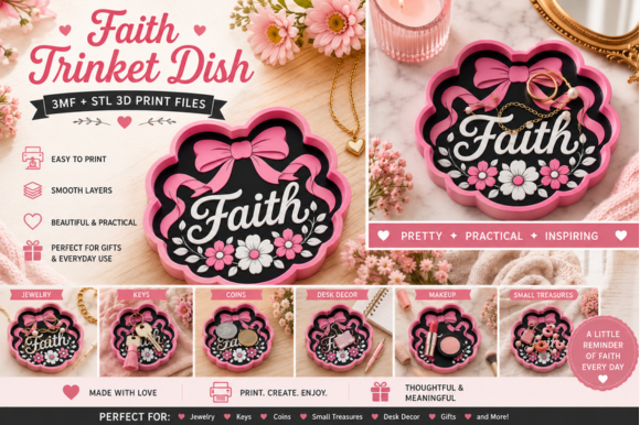 Faith Trinket Tray - Ready-to-Print 3MF/STL Files for 3D Printing - Image 5