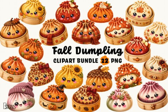 Fall Autumn Cute Dumpling Bundle PNG