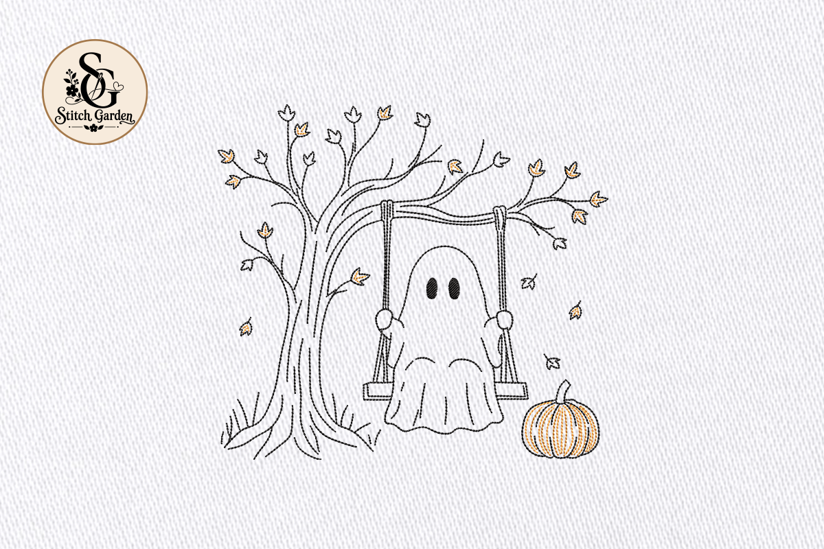 Ghost Swing Halloween Embroidery