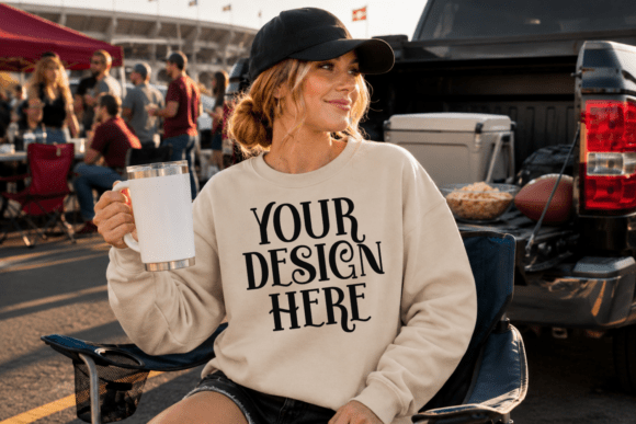 Gildan 18000 Sweatshirt Football Mockup