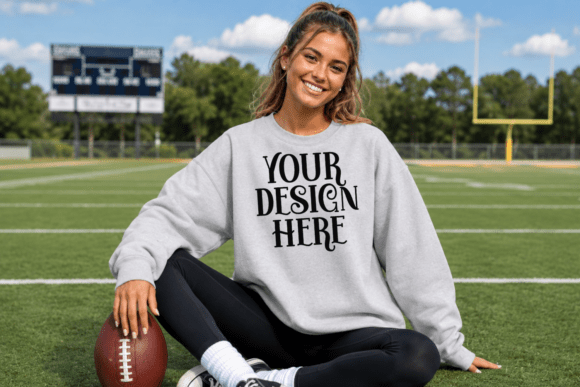 Gildan 18000 Sweatshirt Football Mockup