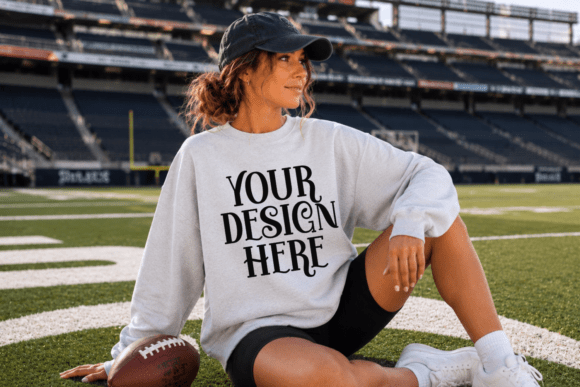 Gildan 18000 Sweatshirt Football Mockup