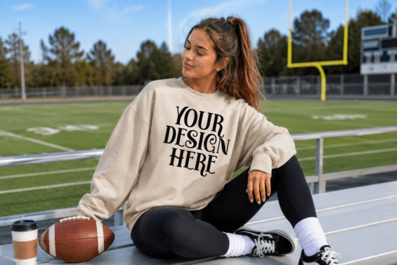Gildan 18000 Sweatshirt Football Mockup