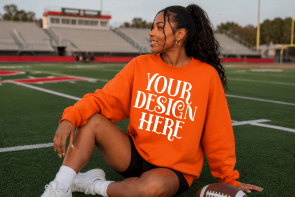 Gildan 18000 Sweatshirt Football Mockup