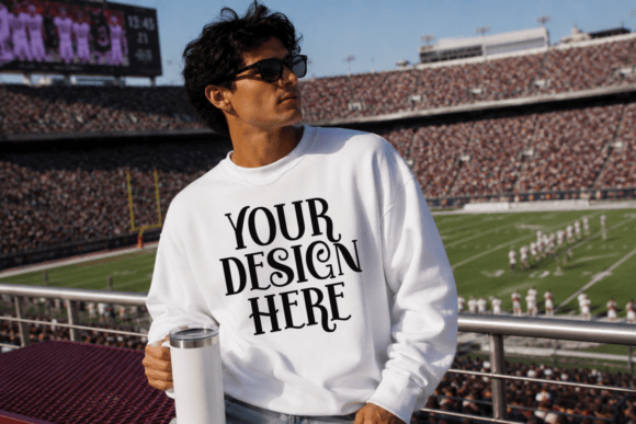 Gildan 18000 Sweatshirt Football Mockup