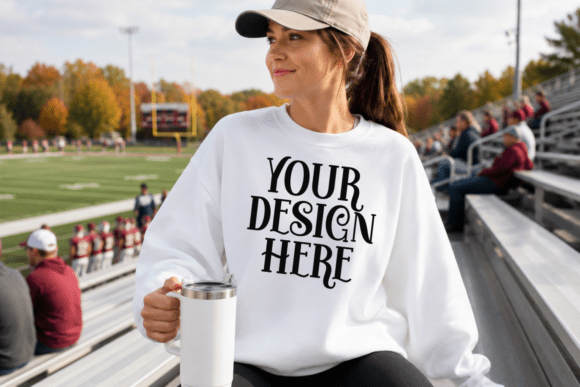 Gildan 18000 Sweatshirt Football Mockup