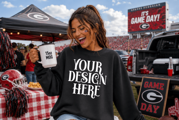 Gildan 18000 Sweatshirt Football Mockup
