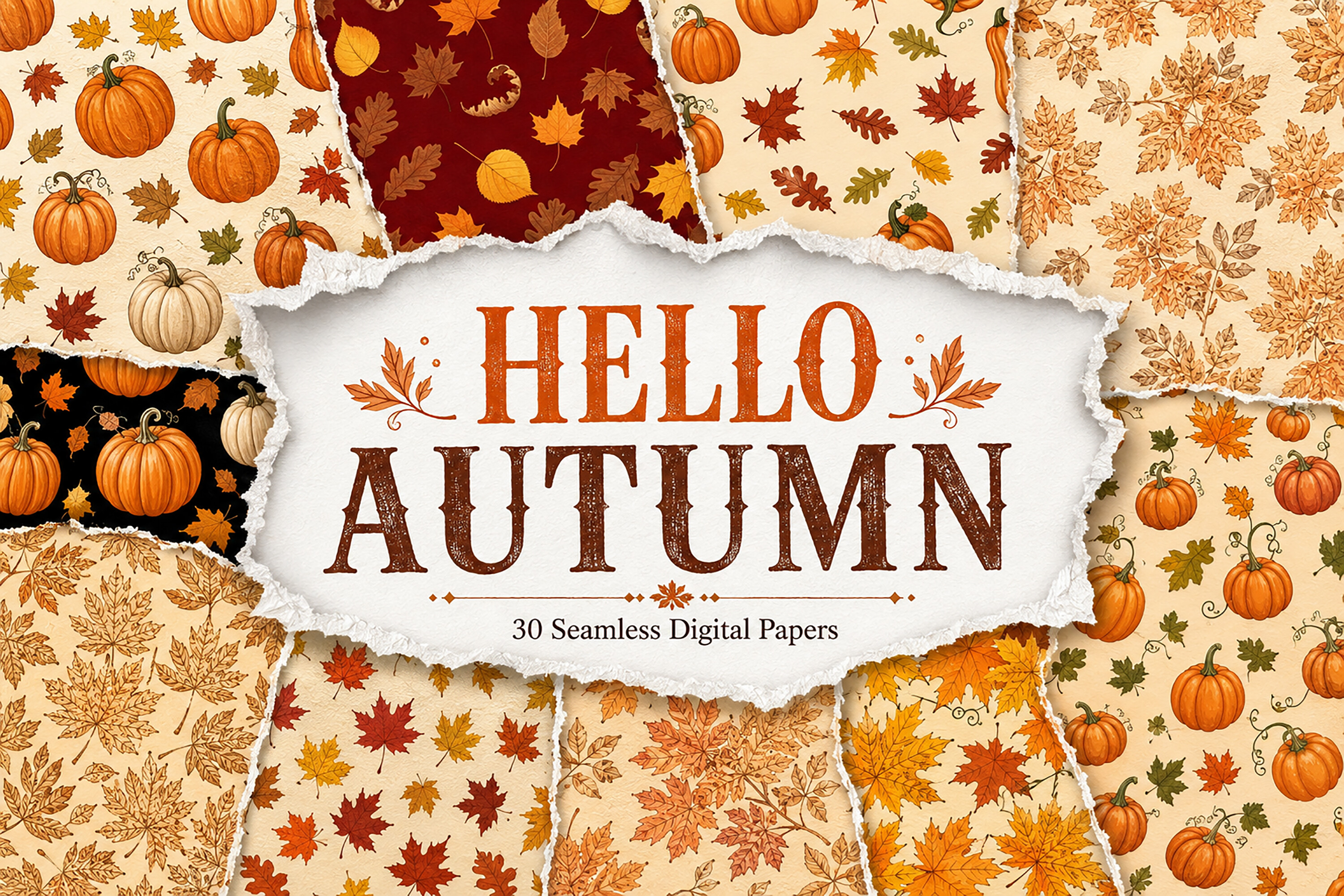 HELLO AUTUMN Seamless Digital Paper